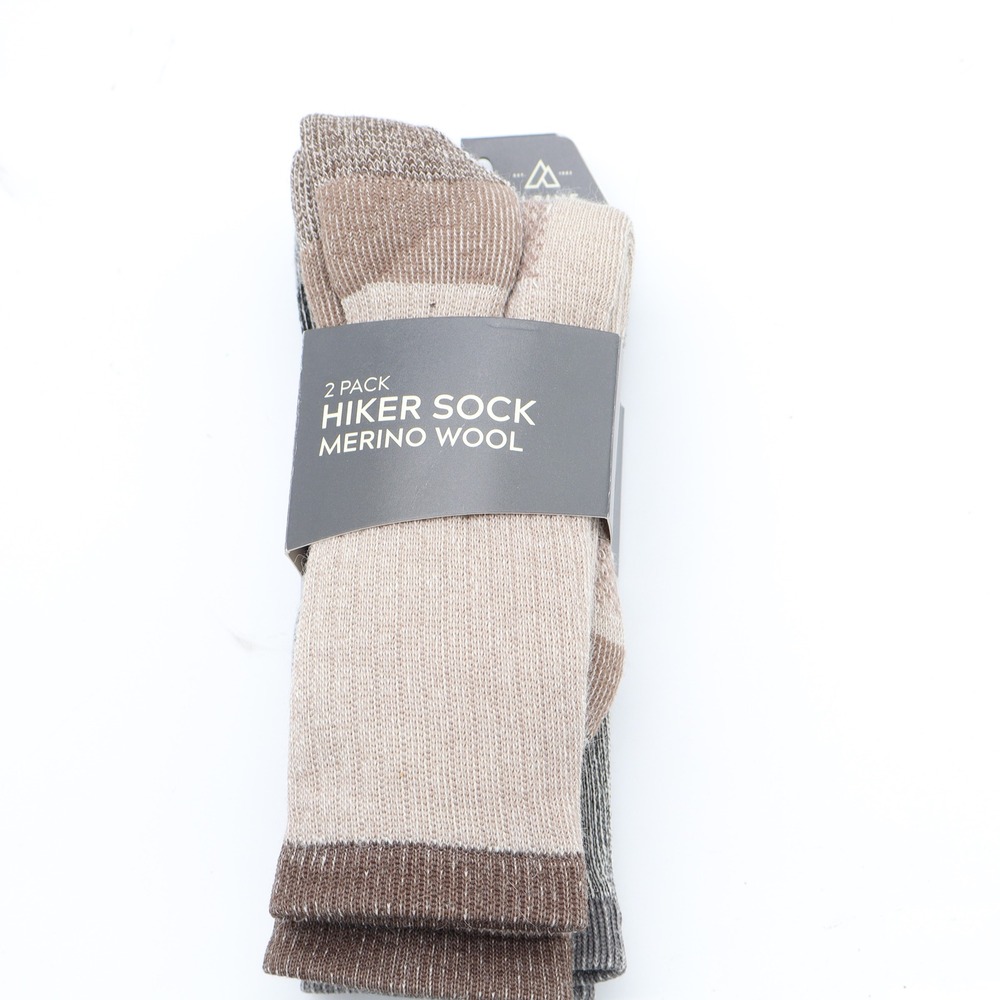 Alpine Design 2 Pack Merino Wool Hiker Socks Womens Medium Brown Grey New